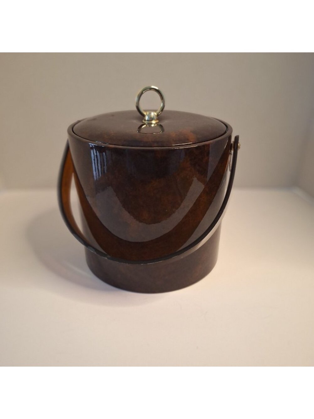 VINTAGE MID CENTURY MODERN GEORGES BRIARD TORTOISE SHELL VINYL ICE BUCKET
